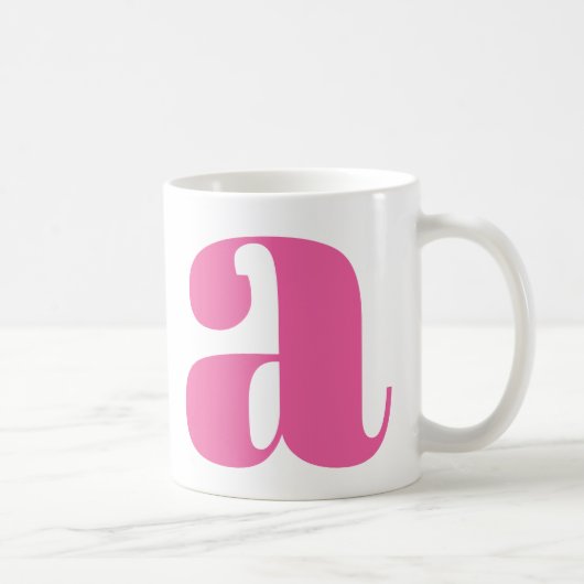 Modern Monogram Initiaal Letter in Hot Pink Koffiemok (Rechts)