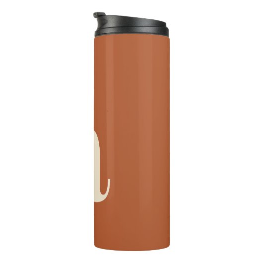 Modern Monogram Initiaal Letter in Rust en Cream Thermosbeker (Geroteerd rechts)