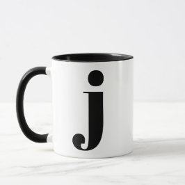 Modern Monogram Initiaal Letter J Black en White Mok