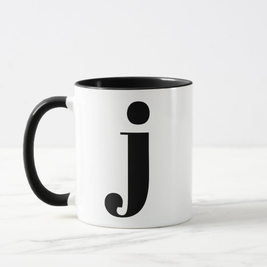 Modern Monogram Initiaal Letter J Black en White Mok (Links)