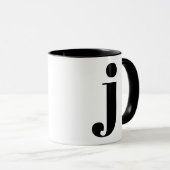 Modern Monogram Initiaal Letter J Black en White Mok (Voorkant rechts)
