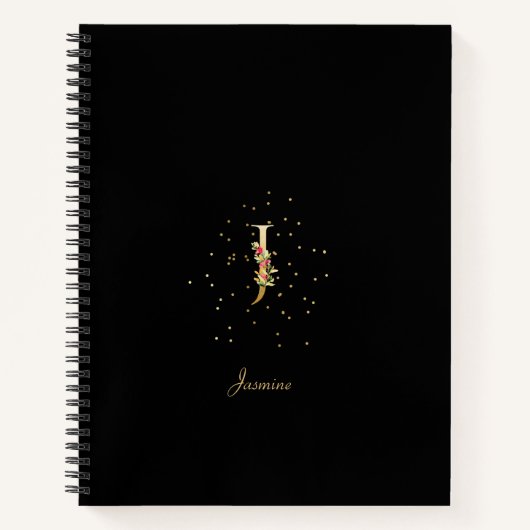 Modern Monogram Initiaal letter J Bloempatroon Notitieboek (Voorkant)
