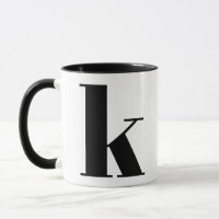 Modern Monogram Initiaal Letter k Black and White