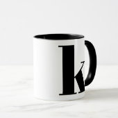 Modern Monogram Initiaal Letter k Black and White Mok (Voorkant rechts)
