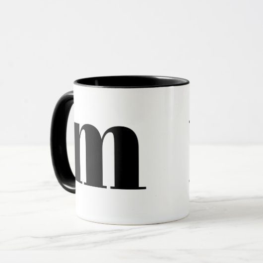 Modern Monogram Initiaal Letter m Black and White Mok (Voorkant links)