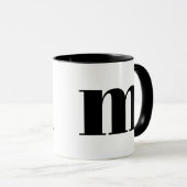 Modern Monogram Initiaal Letter m Black and White Mok (Voorkant rechts)