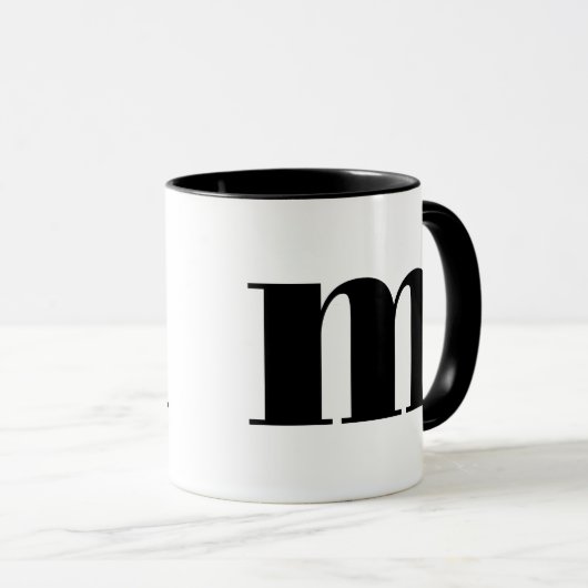 Modern Monogram Initiaal Letter m Black and White Mok (Voorkant rechts)