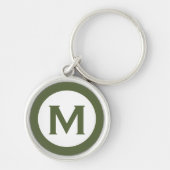 Modern Monogram Initiaal Letter Olive Sleutelhanger (Voorkant)