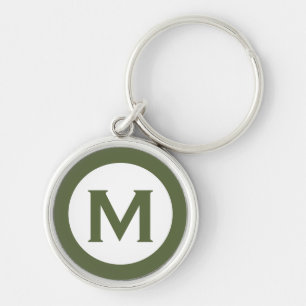 Modern Monogram Initiaal Letter Olive Sleutelhanger