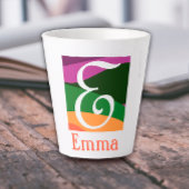 Modern Monogram Initiaal Letter oranje Latte Mok