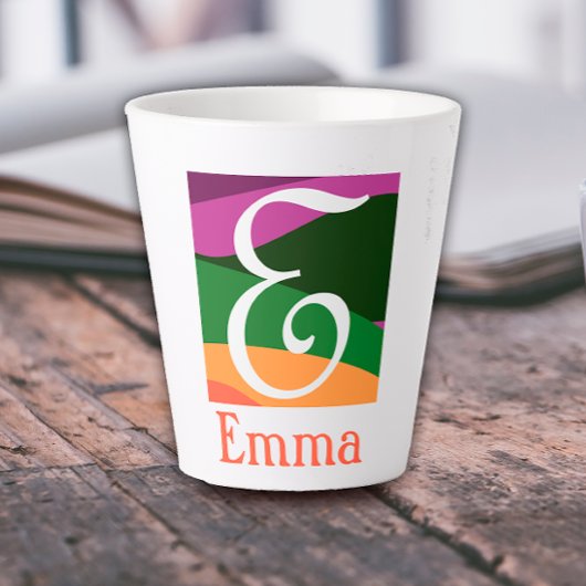 Modern Monogram Initiaal Letter oranje Latte Mok