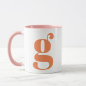 Modern Monogram Initiaal Letter Oranje Roze Mok (Links)