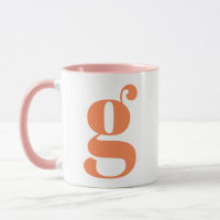 Modern Monogram Initiaal Letter Oranje Roze