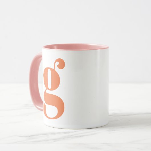 Modern Monogram Initiaal Letter Oranje Roze Mok (Voorkant links)