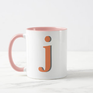 Modern Monogram Initiaal Letter Oranje Roze Mok
