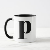 Modern Monogram Initiaal Letter p Black en White Mok (Links)