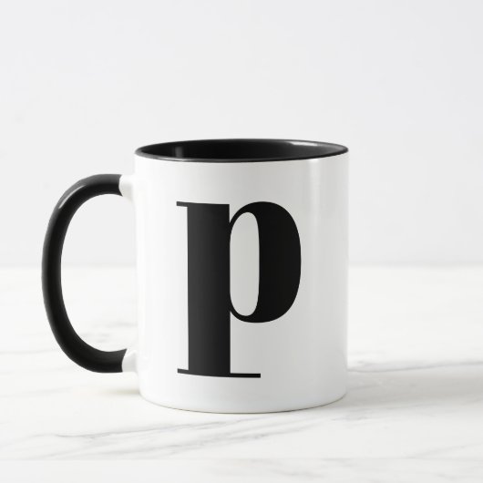 Modern Monogram Initiaal Letter p Black en White Mok (Links)