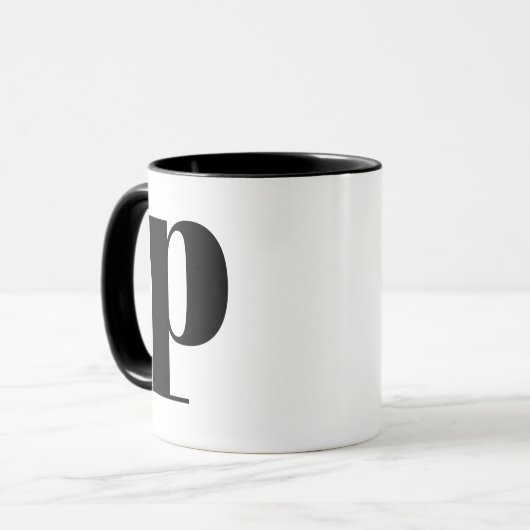Modern Monogram Initiaal Letter p Black en White Mok (Voorkant links)