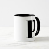 Modern Monogram Initiaal Letter p Black en White Mok (Voorkant rechts)