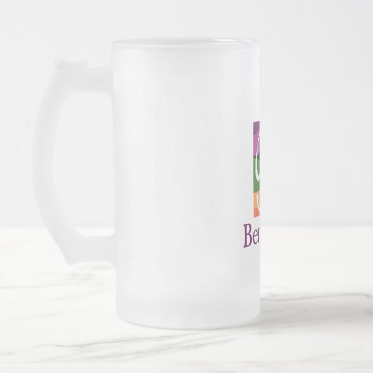 Modern Monogram Initiaal Letter paars Matglas Bierpul (Links)