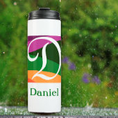 Modern Monogram Initiaal Letter paars Thermosbeker