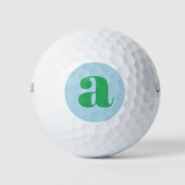 Modern Monogram Initiaal Letter Pastel Blue Green Golfballen (Voorkant)