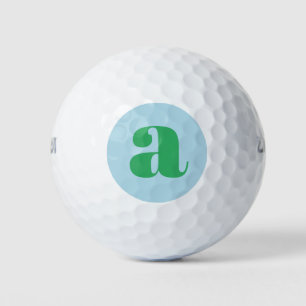 Modern Monogram Initiaal Letter Pastel Blue Green Golfballen