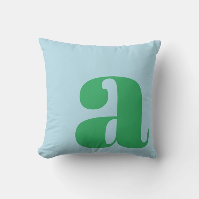 Modern Monogram Initiaal Letter Pastel Blue Green Kussen (Voorkant)