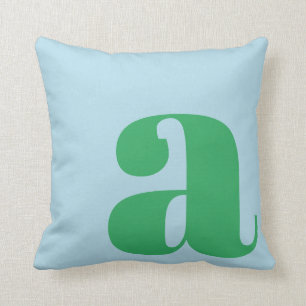 Modern Monogram Initiaal Letter Pastel Blue Green Kussen