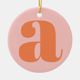 Modern Monogram Initiaal Letter Pastel Roze Sinaas Keramisch Ornament