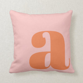 Modern Monogram Initiaal Letter Pastel Roze Sinaas Kussen