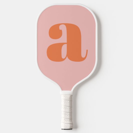Modern Monogram Initiaal Letter Pastel Roze Sinaas Pickleball Paddle (Voorkant)