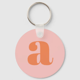 Modern Monogram Initiaal Letter Pastel Roze Sinaas Sleutelhanger