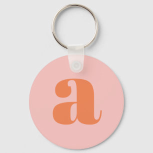 Modern Monogram Initiaal Letter Pastel Roze Sinaas Sleutelhanger