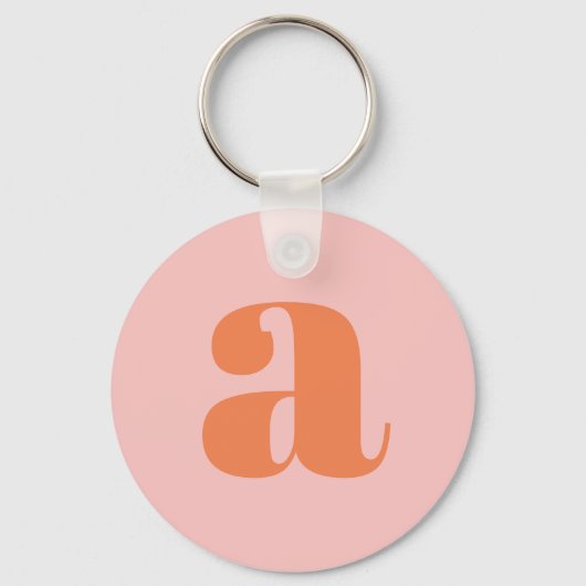 Modern Monogram Initiaal Letter Pastel Roze Sinaas Sleutelhanger (Voorkant)