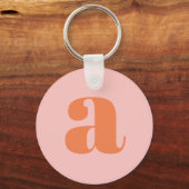 Modern Monogram Initiaal Letter Pastel Roze Sinaas Sleutelhanger (Voorkant)