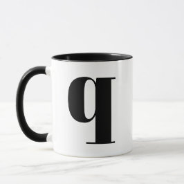 Modern Monogram Initiaal Letter q Black en White Mok