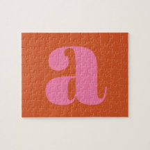 Modern Monogram Initiaal Letter roze en Oranje