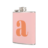 Modern Monogram Initiaal Letter roze Oranje bruilo Heupfles (Links)