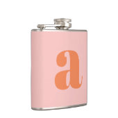 Modern Monogram Initiaal Letter roze Oranje bruilo Heupfles (Rechts)