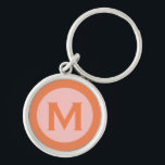 Modern Monogram Initiaal Letter roze Sinaasappel Sleutelhanger<br><div class="desc">Moderne monogrammed sleutelhanger met monogram initiaal in klassieke bloktypografie in roze en oranje.</div>