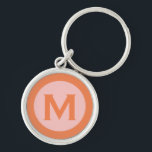 Modern Monogram Initiaal Letter roze Sinaasappel Sleutelhanger<br><div class="desc">Moderne monogrammed sleutelhanger met monogram initiaal in klassieke bloktypografie in roze en oranje.</div>
