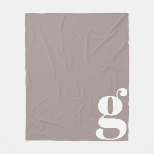 Modern Monogram Initiaal Letter Rustic Taupe Fleece Deken