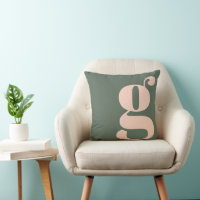Modern Monogram Initiaal Letter Sage Green Blush