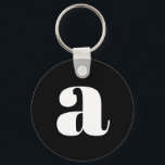 Modern Monogram Initiaal Letter Simple Black White Sleutelhanger<br><div class="desc">Cute sleutelhanger met modern monogram in zwart-wit</div>