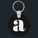 Modern Monogram Initiaal Letter Simple Black White Sleutelhanger<br><div class="desc">Cute sleutelhanger met modern monogram in zwart-wit</div>