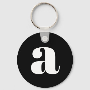 Modern Monogram Initiaal Letter Simple Black White Sleutelhanger
