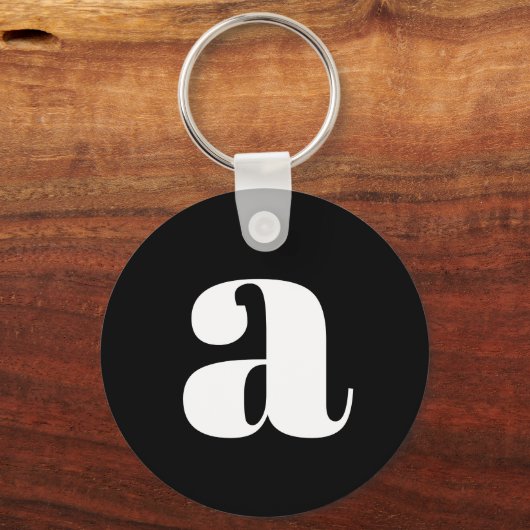 Modern Monogram Initiaal Letter Simple Black White Sleutelhanger (Achterkant)