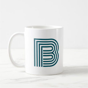 Modern Monogram Initiaal Letter stijlvol Blauwgroe Koffiemok