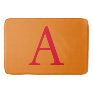 Modern Monogram Initiaal Letter Trendy Oranje Red Badmat